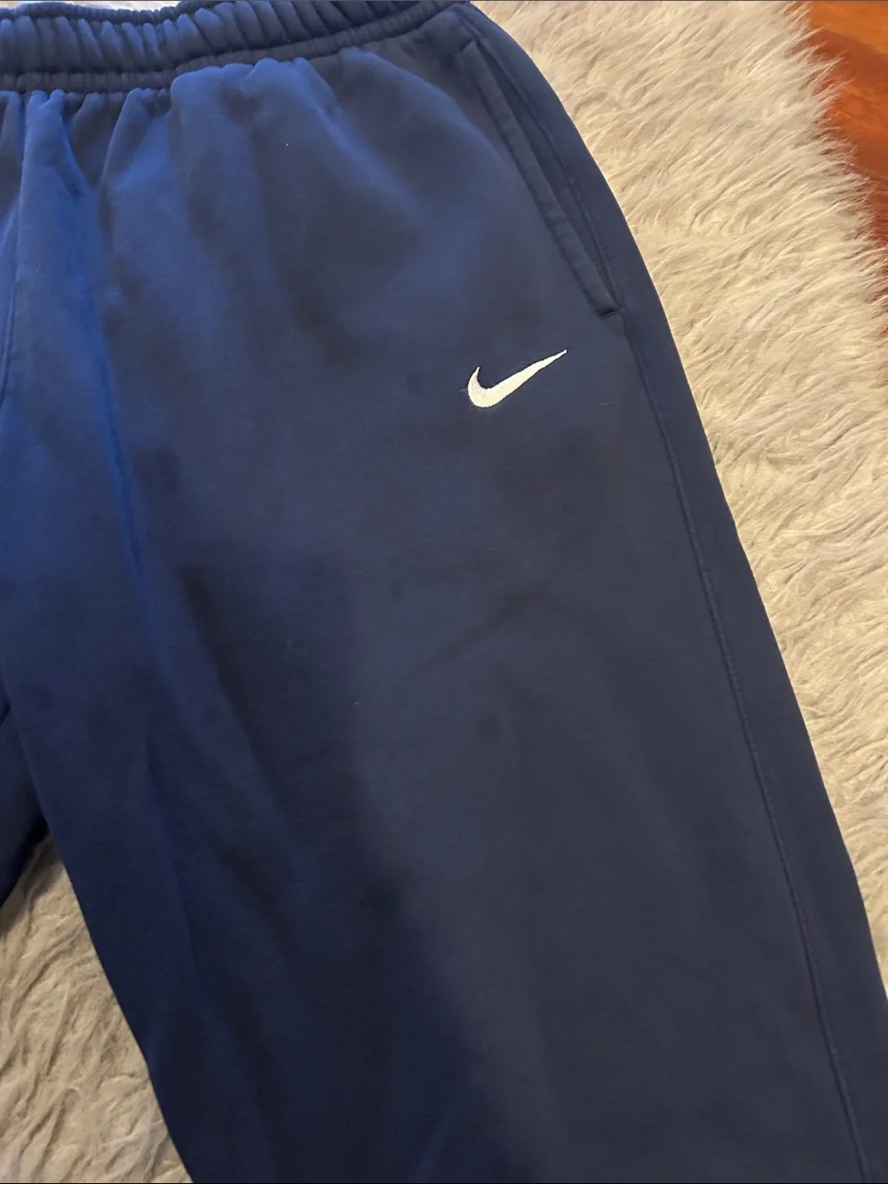 Nike Men’s  Dark Blue Fleece Joggers with White Swoosh